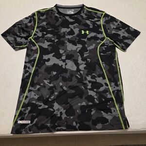 Under Armour Black and Gray Camo Tee with Neon Stitching